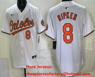 Men's Baltimore Orioles #8 Cal Ripken Jr White Limited Jersey