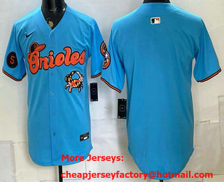 Men's Baltimore Orioles Blank Blue With Patch Vapor Premier Limited Stitched Baseball Jersey