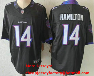 Men's Baltimore Ravens #14 Kyle Hamilton Limited Black FUSE Vapor Jersey