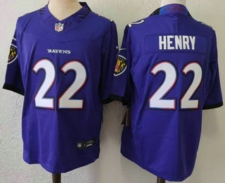 Men's Baltimore Ravens #22 Derrick Henry Limited Purple FUSE Vapor Jersey