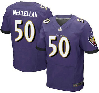 Men's Baltimore Ravens #50 Albert McClellan Purple Team Color NFL Nike Elite Jersey