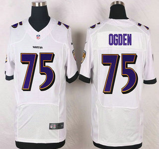 Men's Baltimore Ravens #75 Jonathan Ogden White Retired Player NFL Nike Elite Jersey
