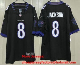 Men's Baltimore Ravens #8 Lamar Jackson Limited Black Vapor Jersey