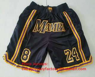 Men's Black Mamba #8 #24 Kobe Bryant Black Just Don Swingman Throwback Shorts