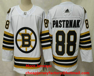 Men's Boston Bruins #88 David Pastrnak White 100th Anniversary Authentic Jersey