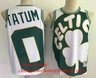 Men's Boston Celtics #0 Jayson Tatum White Big Face Mitchell Ness Hardwood Classics Soul Swingman Throwback Jersey