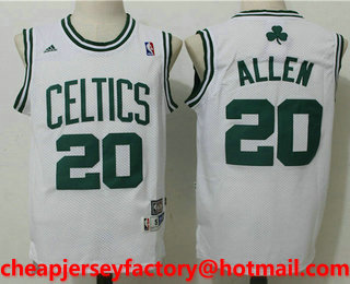 Men's Boston Celtics #20 Ray Allen White Hardwood Classics Soul Swingman Stitched NBA Throwback Jersey