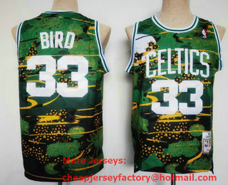 Men's Boston Celtics #33 Larry Bird Green Hardwood Classics Soul Swingman Throwback Fashion Jersey