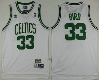 Men's Boston Celtics #33 Larry Bird White Hardwood Classics Soul Swingman Throwback Jersey