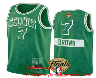 Men's Boston Celtics #7 Jaylen Brown 2022 Green NBA Finals Stitched Jersey