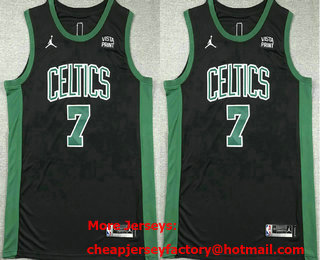 Men's Boston Celtics #7 Jaylen Brown Black Statement Icon Sponsor Swingman Jersey