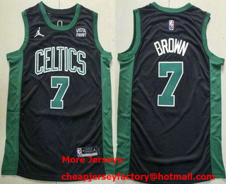 Men's Boston Celtics #7 Jaylen Brown Black Statement Icon Sponsor Swingman Jersey