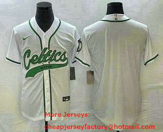 Men's Boston Celtics Blank White Stitched Baseball Jersey