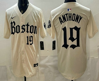 Men's Boston Red Sox #19 Roman Anthony Cream Gothic Vapor Limited Stitched Jersey