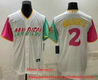Men's San Diego Padres #2 Xander Bogaerts White 2022 City Connect Cool Base Stitched Jersey