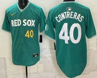 Men's Boston Red Sox #40 Willson Contreras Green 2025 City Connect Limited Stitched Jersey