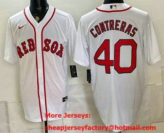 Men's Boston Red Sox #40 Willson Contreras White Cool Base Stitched Baseball Jersey