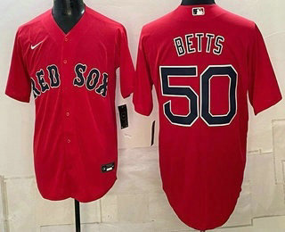 Men's Boston Red Sox #50 Mookie Betts Red Cool Base Stitched Jersey