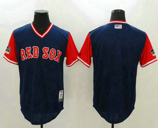Men's Boston Red Sox Blank Navy 2018 LLWS Players Weekend Stitched Nickname Jersey