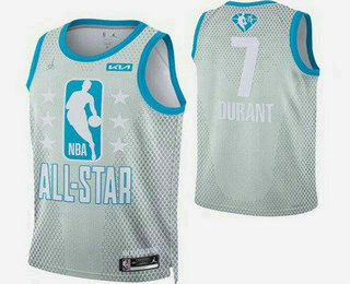 Men's Brooklyn Nets #7 Kevin Durant Gray Diamond 75th 2022 All Star Heat Press Jersey
