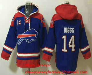 Men's Buffalo Bills #14 Stefon Diggs Blue Ageless Must Have Lace Up Pullover Hoodie