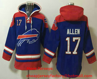 Men's Buffalo Bills #17 Josh Allen Blue Ageless Must Have Lace Up Pullover Hoodie