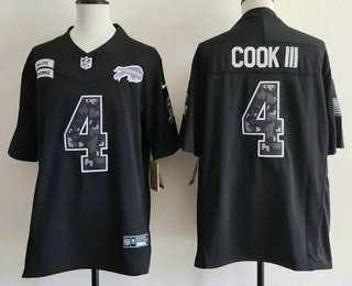 Men's Buffalo Bills #4 James Cook III Limited Black FUSE 2026 Salute To Service Jersey