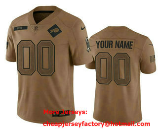 Men's Buffalo Bills Active Player Custom 2023 Brown Salute To Service Limited Stitched Jersey
