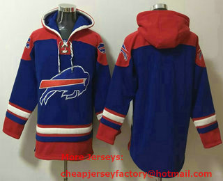 Men's Buffalo Bills Blank Blue Ageless Must Have Lace Up Pullover Hoodie