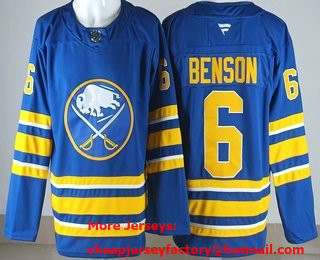 Men's Buffalo Sabres #6 Zach Benson Blue Authentic Jersey