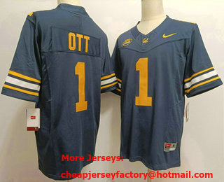 Men's California Golden Bears #1 Jaydn Ott Navy Blue FUSE College Stitched Jersey