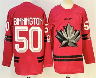 Men's Canada Hockey #50 Connor McDavid Red 2026 Olympics Authentic Jersey