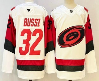 Men's Carolina Hurricanes #32 Brandon Bussi White Authentic Jersey