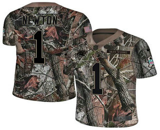 Men's Carolina Panthers #1 Cam Newton Camo Stitched NFL Rush Realtree Nike Limited Jersey
