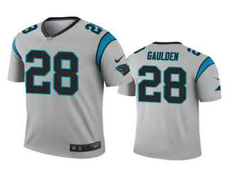 Men's Carolina Panthers #28 Rashaan Gaulden Silver Inverted Legend Jersey