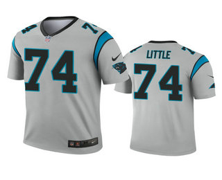 Men's Carolina Panthers #74 Greg Little Silver Inverted Legend Jersey