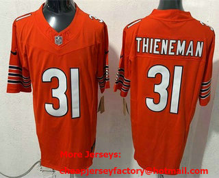 Men's Chicago Bears #31 Dillon Thieneman Limited Orange FUSE Vapor Jersey