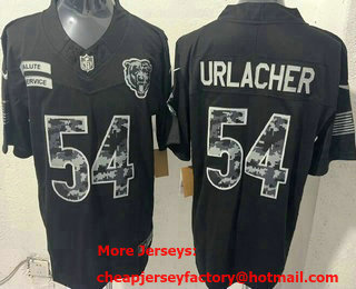 Men's Chicago Bears #54 Brian Urlacher Limited Black FUSE 2026 Salute To Service Jersey
