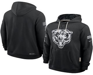 Men's Chicago Bears Black 2026 Salute to Service Sideline Pullover Hoodie
