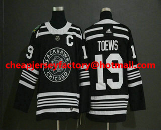 Men's Chicago Blackhawks #19 Jonthan Toews Black 2019 Winter Classic Adidas Stitched NHL Jersey