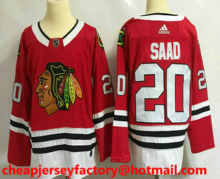 Men's Chicago Blackhawks #20 Brandon Saad Red 2017-2018 Hockey Stitched NHL Jersey