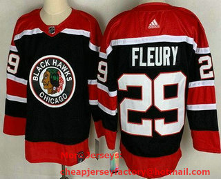 Men's Chicago Blackhawks #29 Marc Andre Fleury Black 2021 Reverse Retro Authentic Jersey