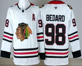 Men's Chicago Blackhawks #98 Connor Bedard White Authentic Jersey