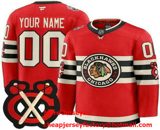 Men's Chicago Blackhawks Customized Red 2025 Winter Classic Authentic Jersey