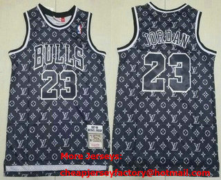 Men's Chicago Bulls #23 Michael Jordan Black Throwback Swingman Jersey