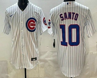 Men's Chicago Cubs #10 Ron Santo White Cool Base Stitched Baseball Jersey