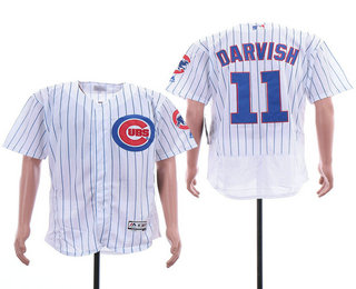 Men's Chicago Cubs #11 Yu Darvish White Home Stitched MLB Flex Base Jersey