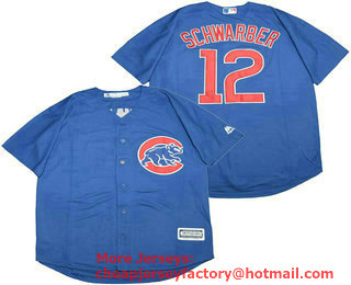 Men's Chicago Cubs #12 Kyle Schwarber Royal Blue Stitched MLB Cool Base Jersey