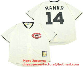 Men's Chicago Cubs #14 Ernie Banks Cream 1916 Turn Back the Clock Stitched MLB Cooperstown Collection Jersey