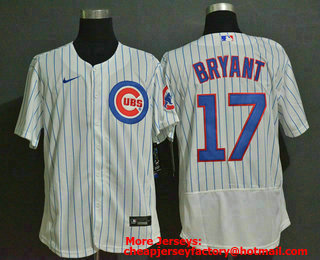 Men's Chicago Cubs #17 Kris Bryant White Home Stitched MLB Flex Base Nike Jersey